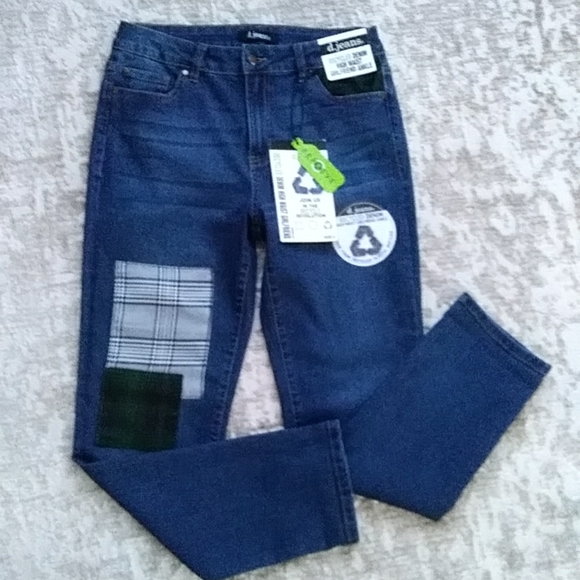 d. jeans Denim - New d.jeans Patchwork Recycled High Waist Girlfriend Ankle Dark Wash Jea…
